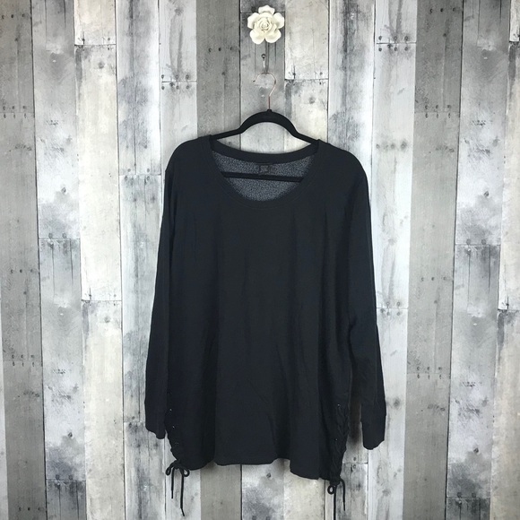 Torrid Black Lace Up Front Sweatshirt Sz 1 NWOT - Picture 3 of 8